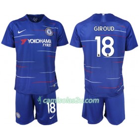 Camisolas de Futebol Chelsea GIROUD 18 Criança Equipamento Principal 2018/19 Manga Curta